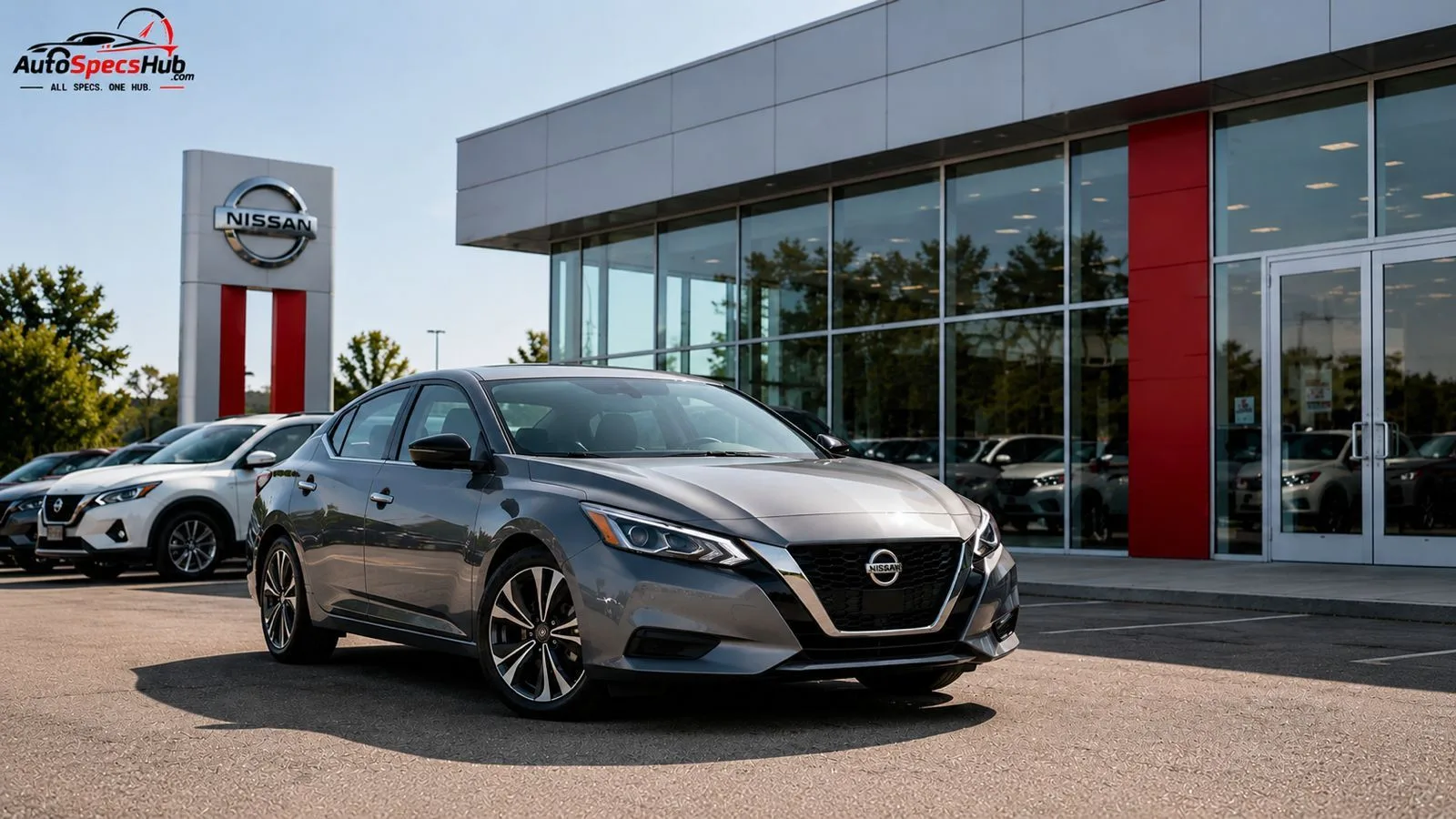 Nissan vehicle at a dealership for lease offers.