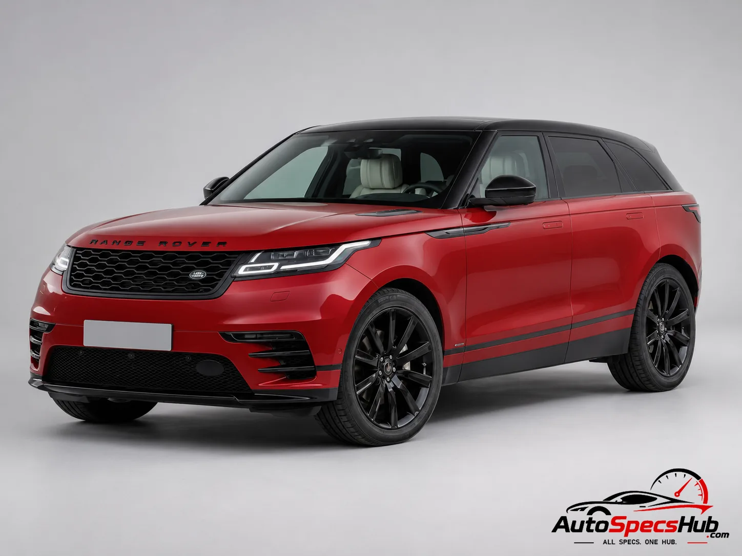 2017 Land Rover Range Rover Velar P300 front three-quarter view in Firenze Red