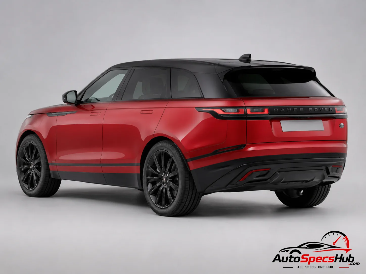 2017 Land Rover Range Rover Velar P300 rear three-quarter view in Firenze Red