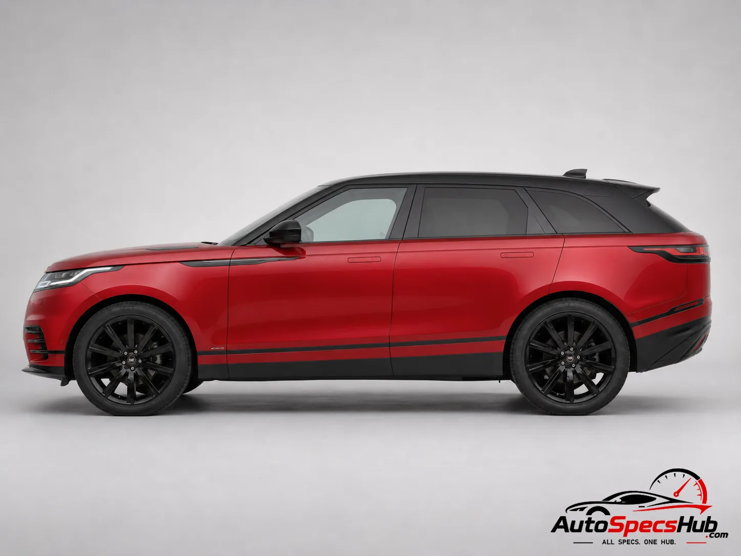 2017 Land Rover Range Rover Velar P300 side profile in Firenze Red