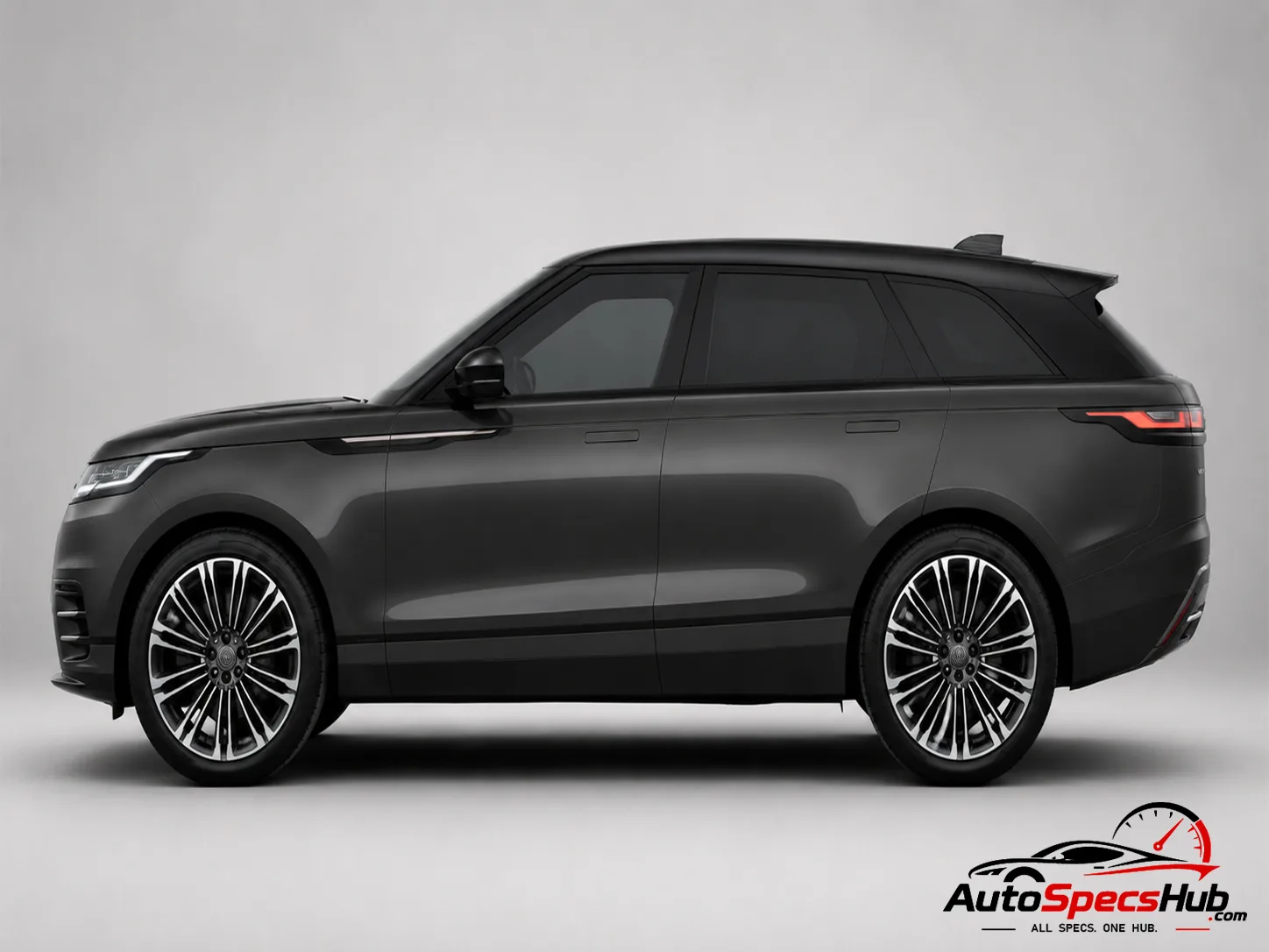 2023 Land Rover Range Rover Velar P400e side profile in Carpathian Grey