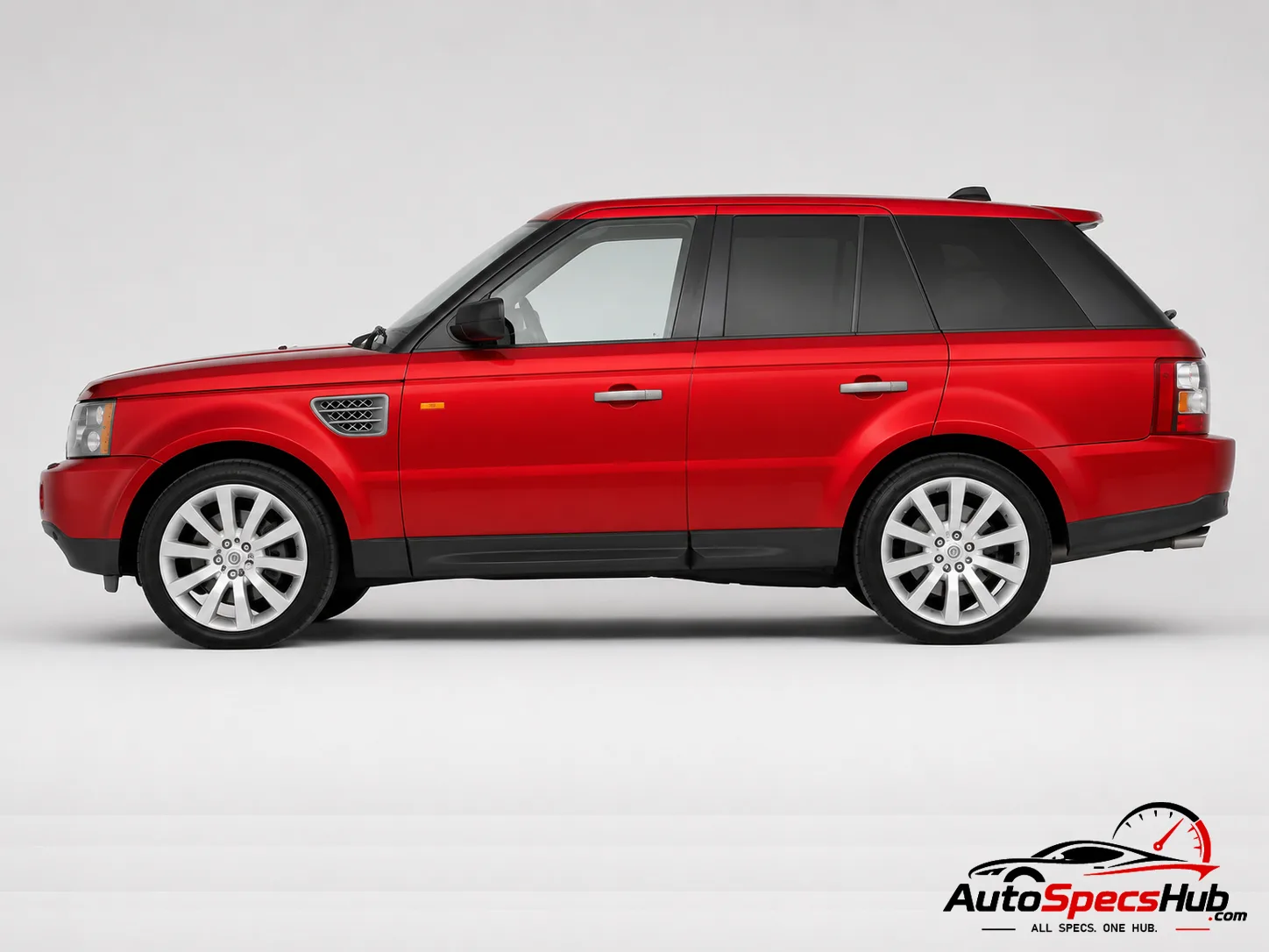 2005 Land Rover Range Rover Sport V8 side profile in Rimini Red