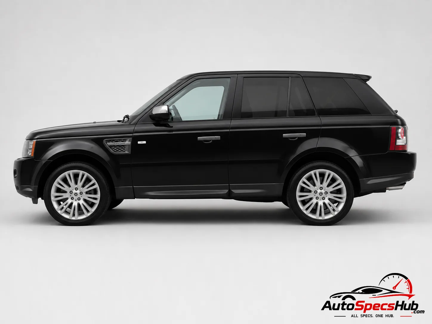 2009 Land Rover Range Rover Sport TDV6 side profile in Santorini Black