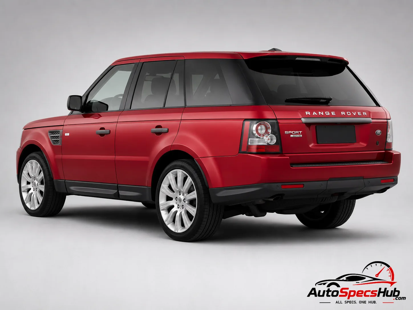 2011 Land Rover Range Rover Sport SDV6 rear three-quarter view in Firenze Red