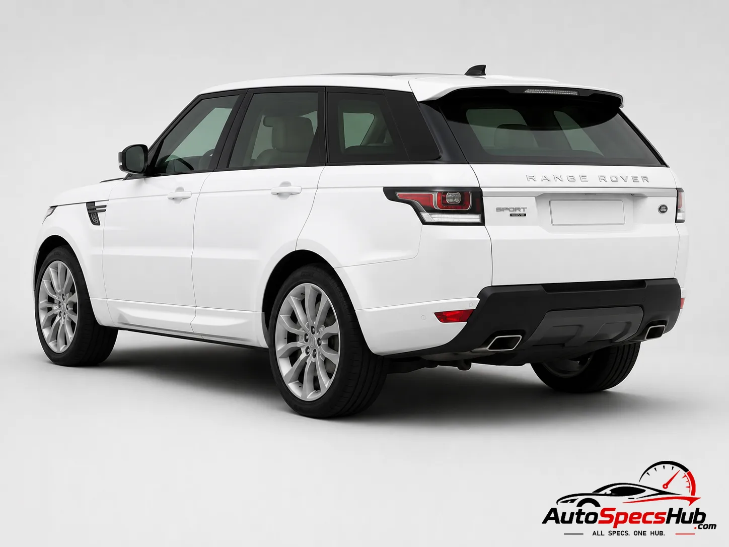 2015 Land Rover Range Rover Sport 4.4 SDV8 rear three-quarter view in Fuji White