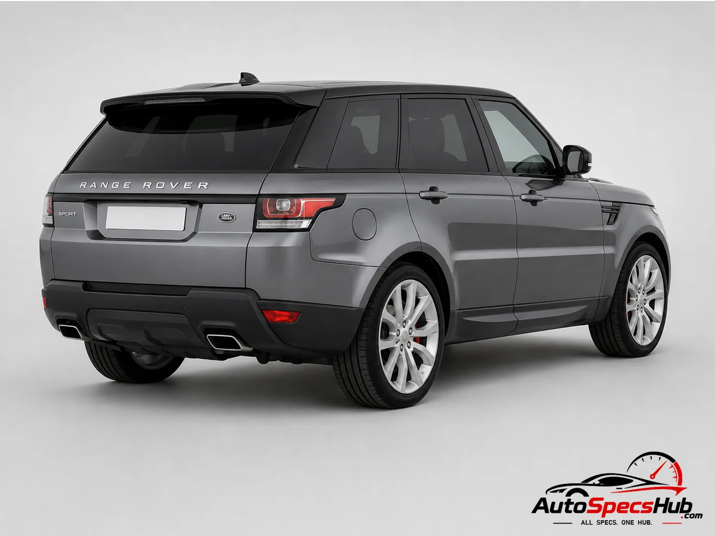 2013 Land Rover Range Rover Sport 5.0 V8 SC rear three-quarter view in Corris Grey