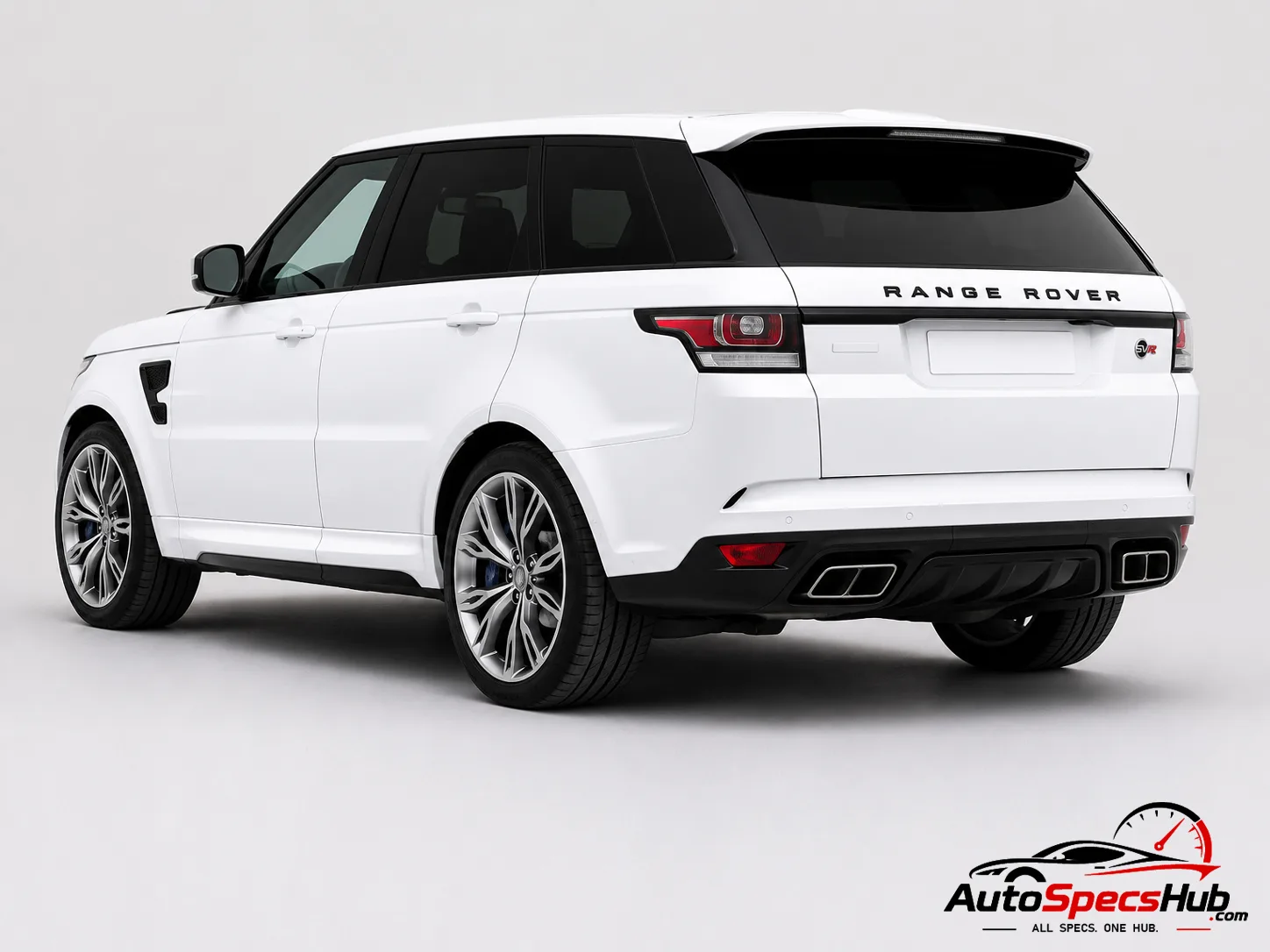 2014 Land Rover Range Rover Sport SVR rear three-quarter view in Fuji White
