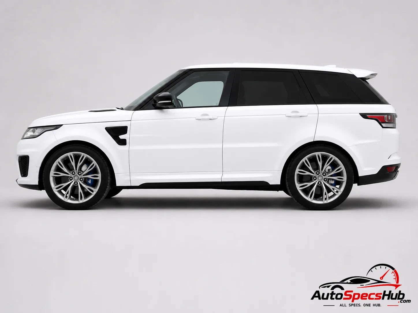 2014 Land Rover Range Rover Sport SVR side profile in Fuji White