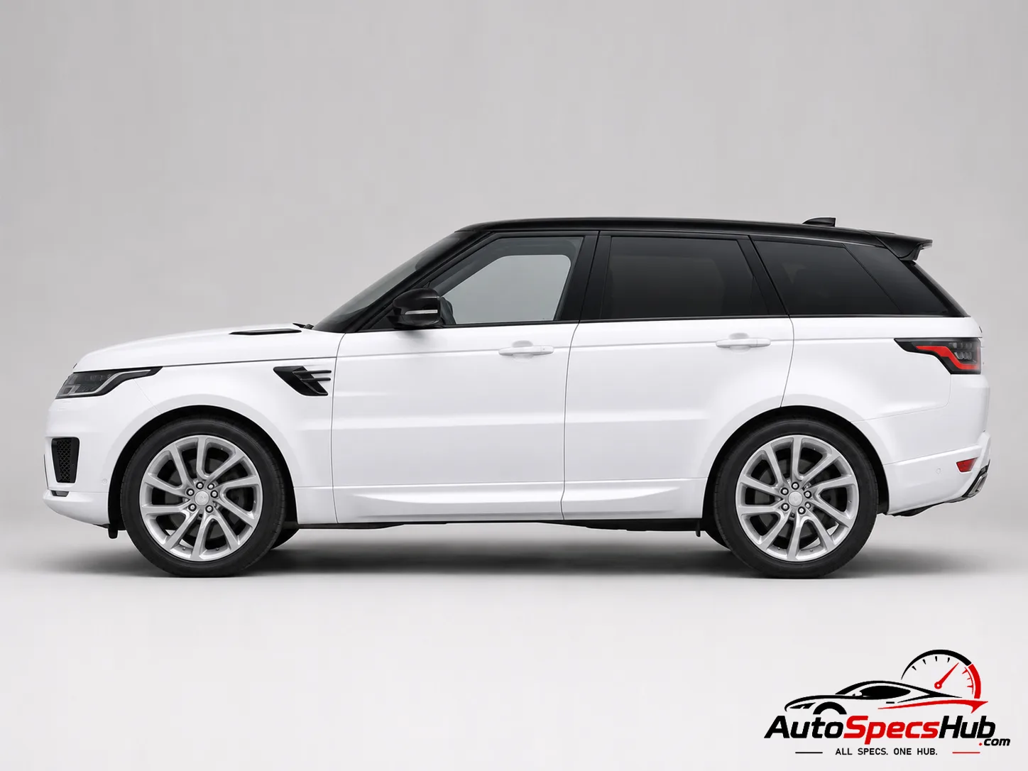 2018 Land Rover Range Rover Sport P400e PHEV side profile in Fuji White