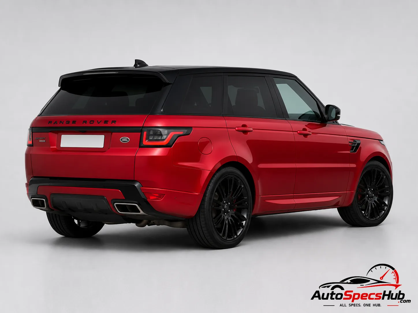 2018 Land Rover Range Rover Sport 3.0 SDV6 rear three-quarter view in Firenze Red