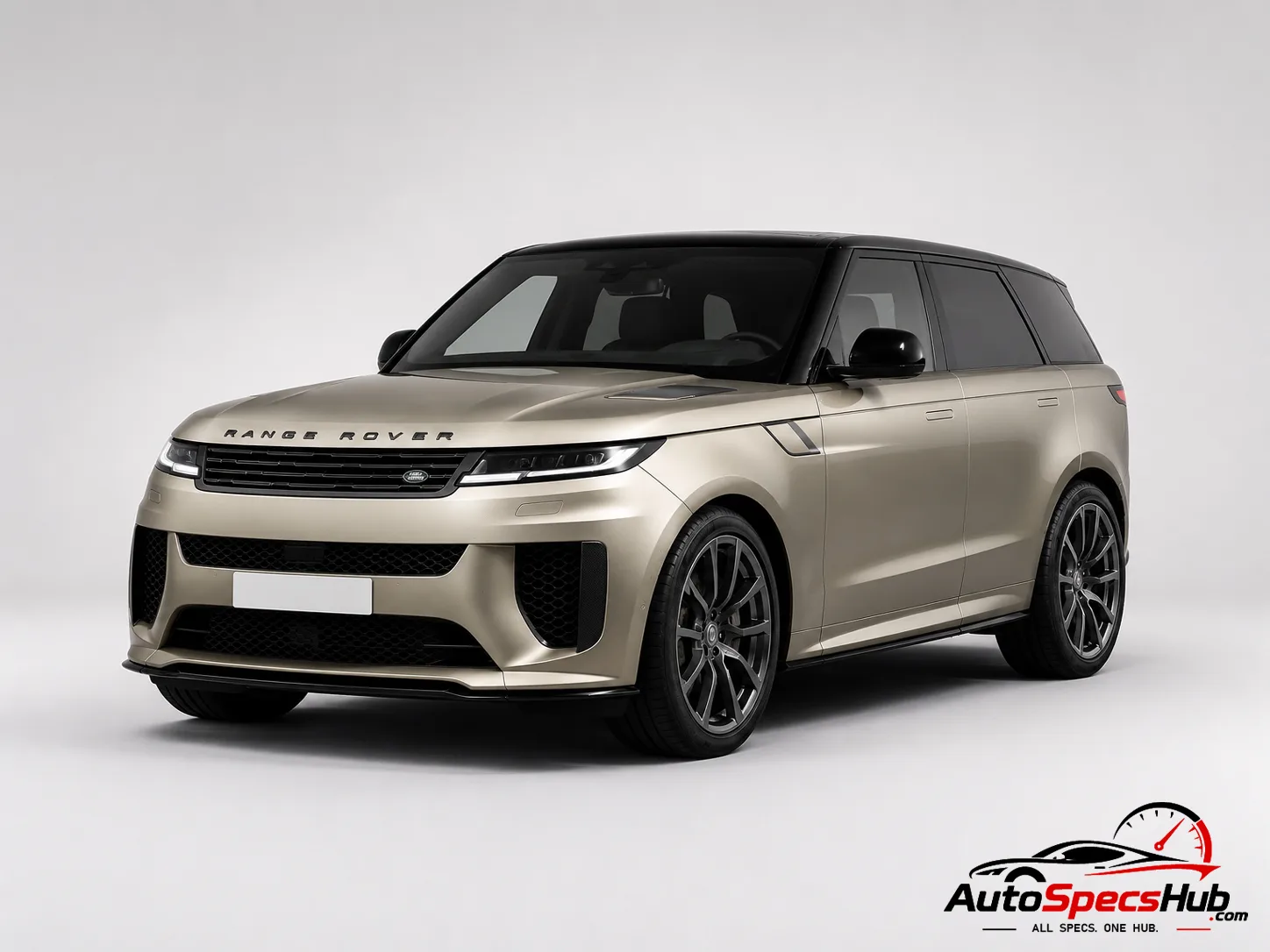 2023 Land Rover Range Rover Sport SV front three-quarter view in Satin Gold