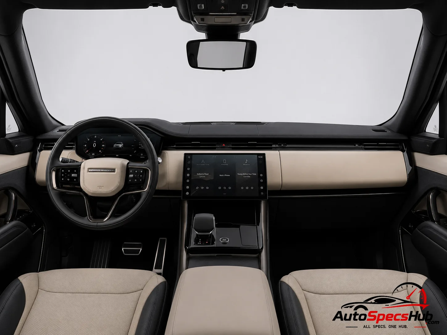 2023 Land Rover Range Rover Sport SV interior dashboard and front cabin with ivory leather seats