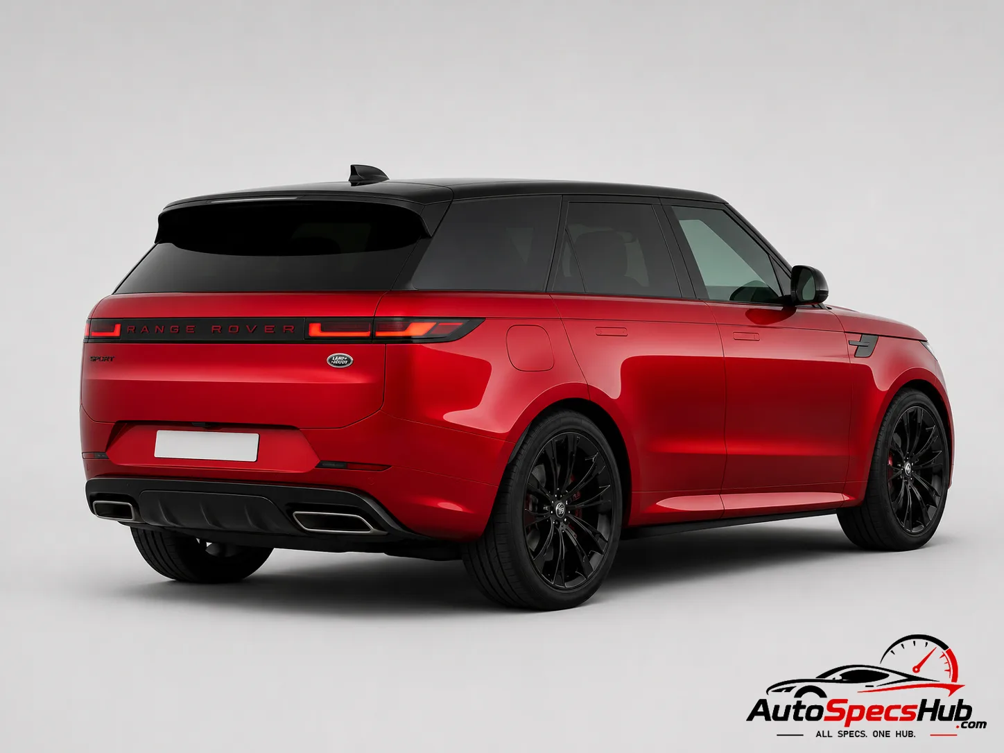 2022 Land Rover Range Rover Sport P530 rear three-quarter view in Firenze Red