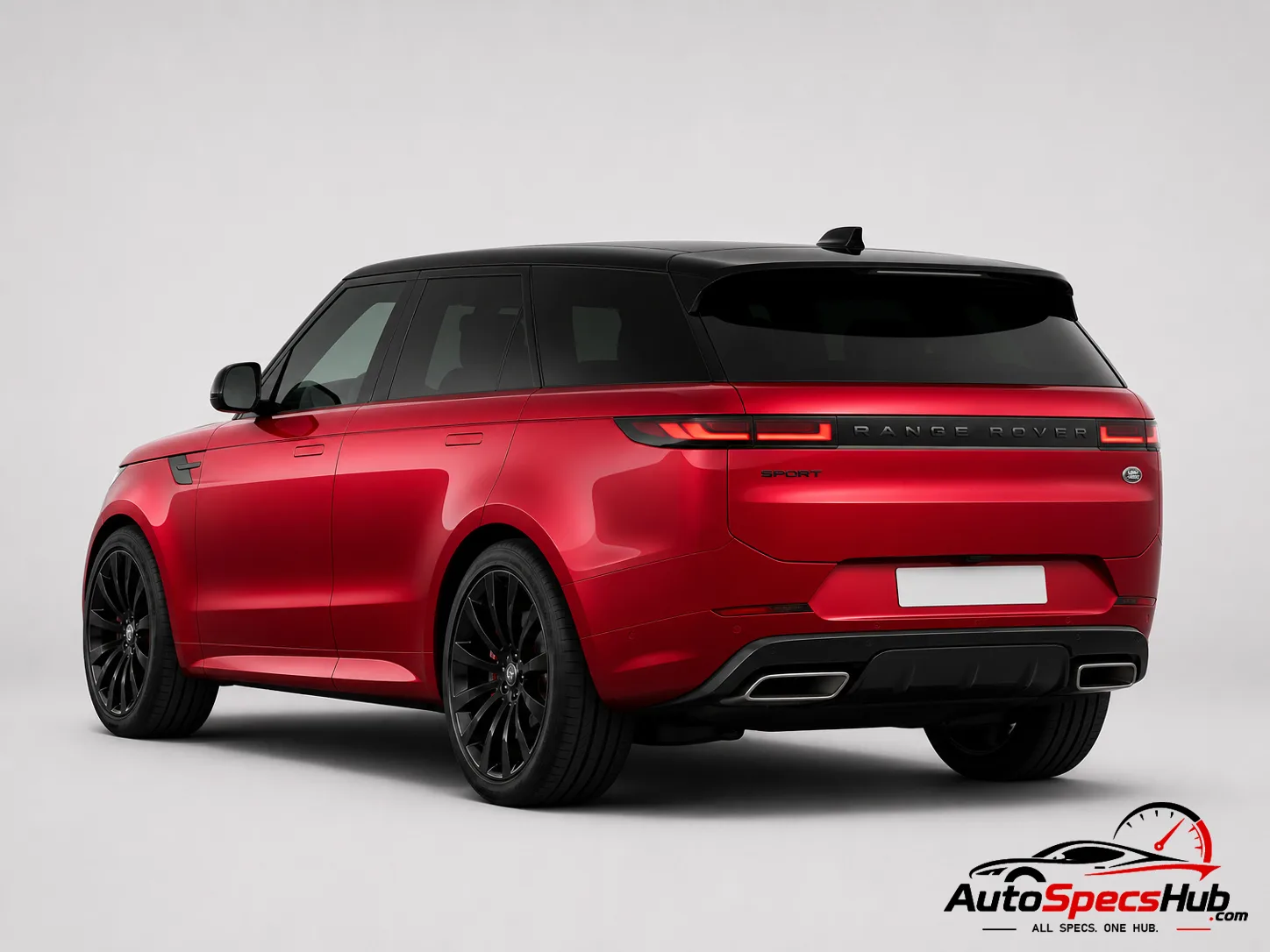 2023 Land Rover Range Rover Sport P530 rear three-quarter view in Firenze Red