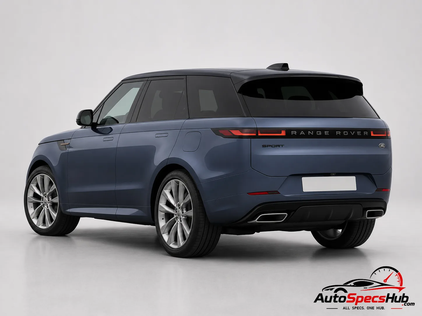 2022 Land Rover Range Rover Sport P510e rear three-quarter view in Velocity Blue