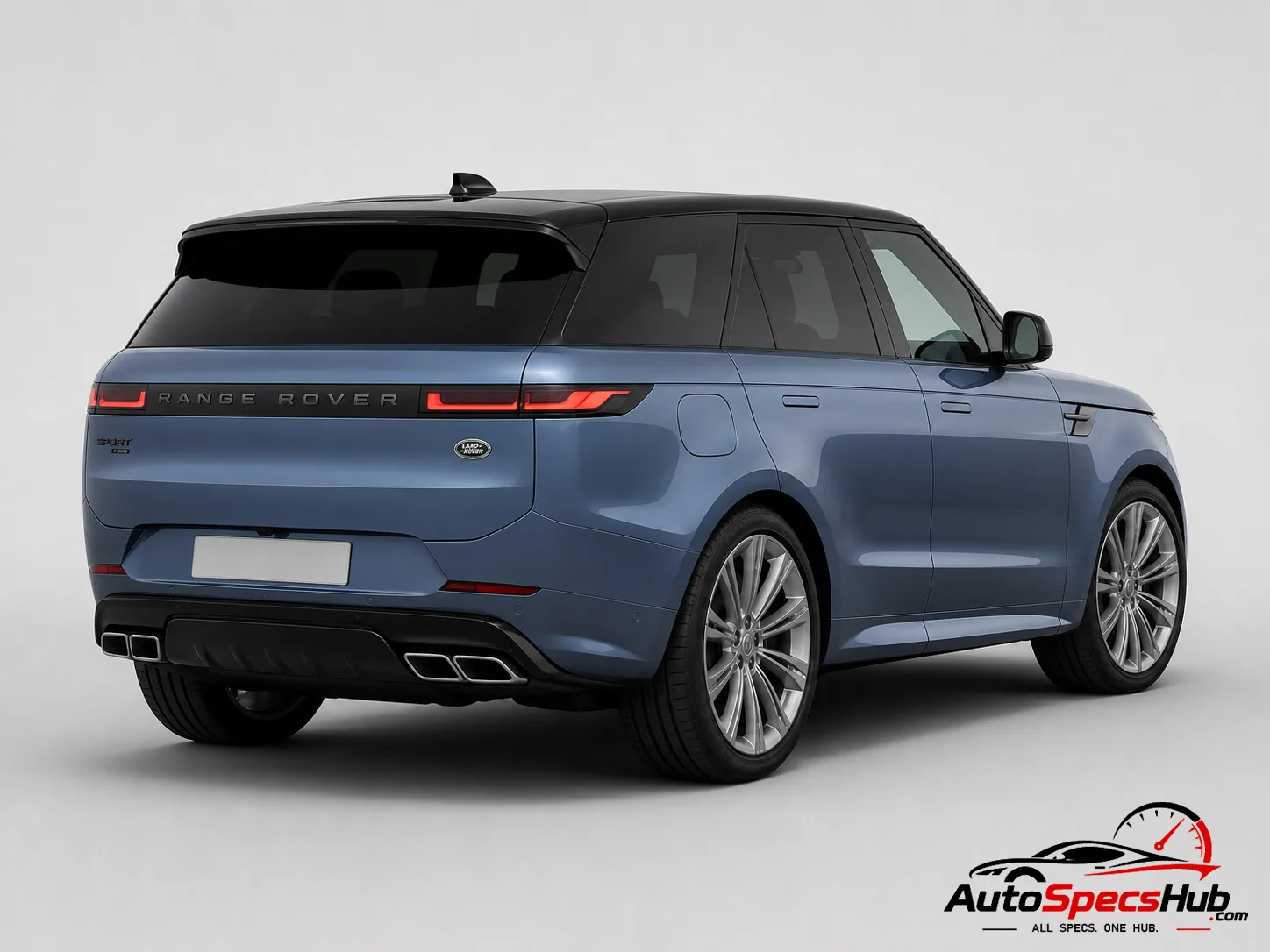 2022 Land Rover Range Rover Sport P400 rear three-quarter view in Velocity Blue