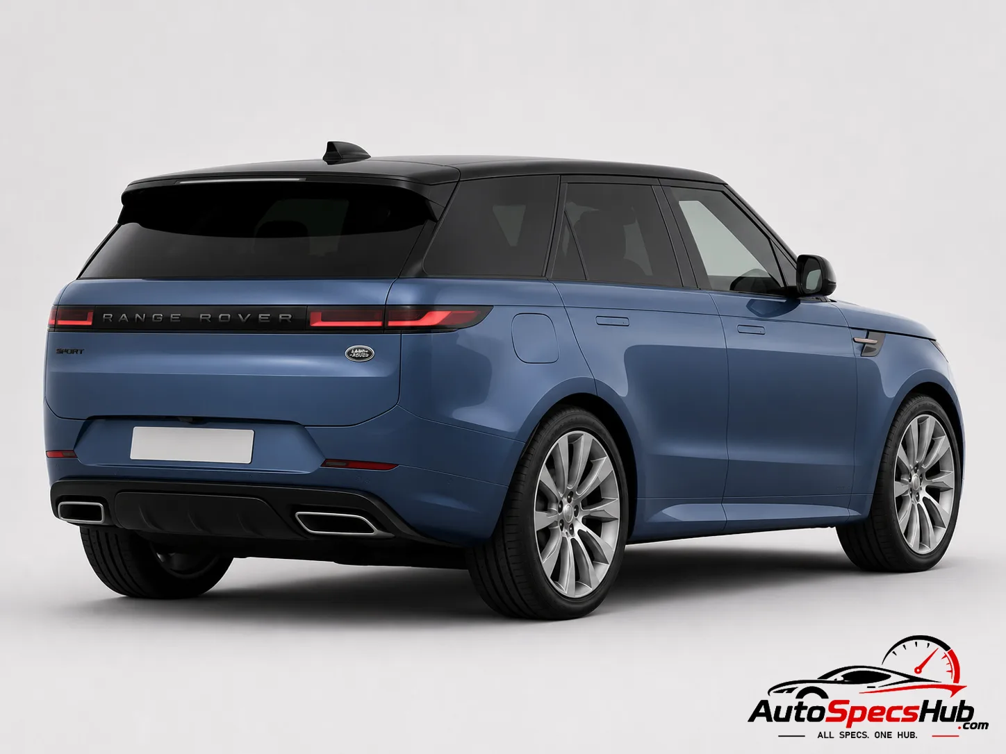 2022 Land Rover Range Rover Sport P440e rear three-quarter view in Velocity Blue