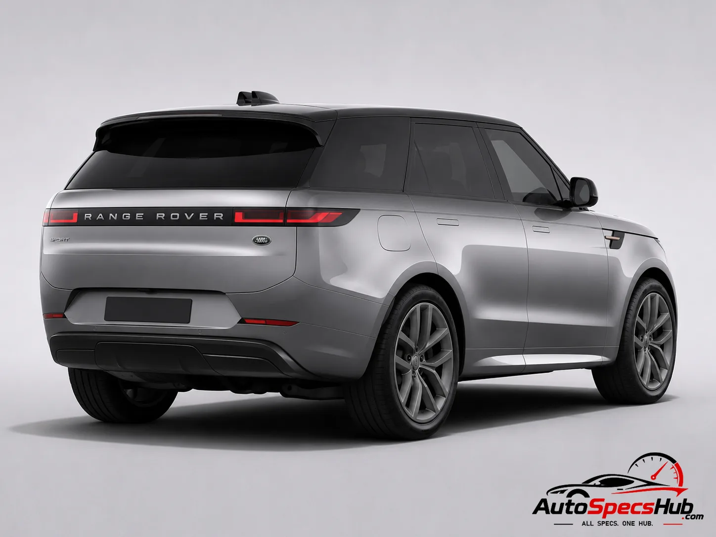 2022 Land Rover Range Rover Sport D350 rear three-quarter view in Eiger Grey