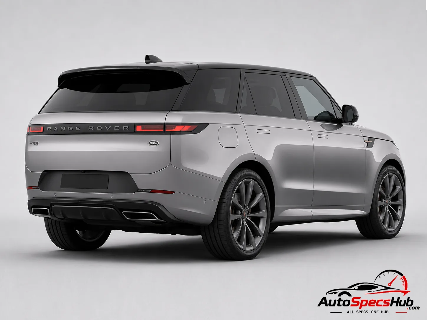 2022 Land Rover Range Rover Sport D250 rear three-quarter view in Eiger Grey