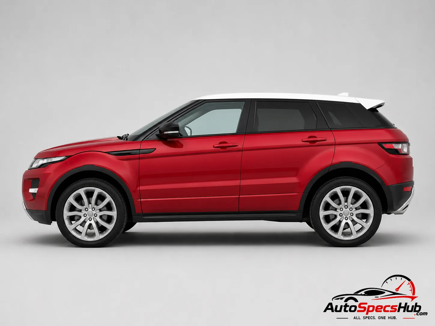 2011 Land Rover Range Rover Evoque 2.2 eD4 side profile in Firenze Red