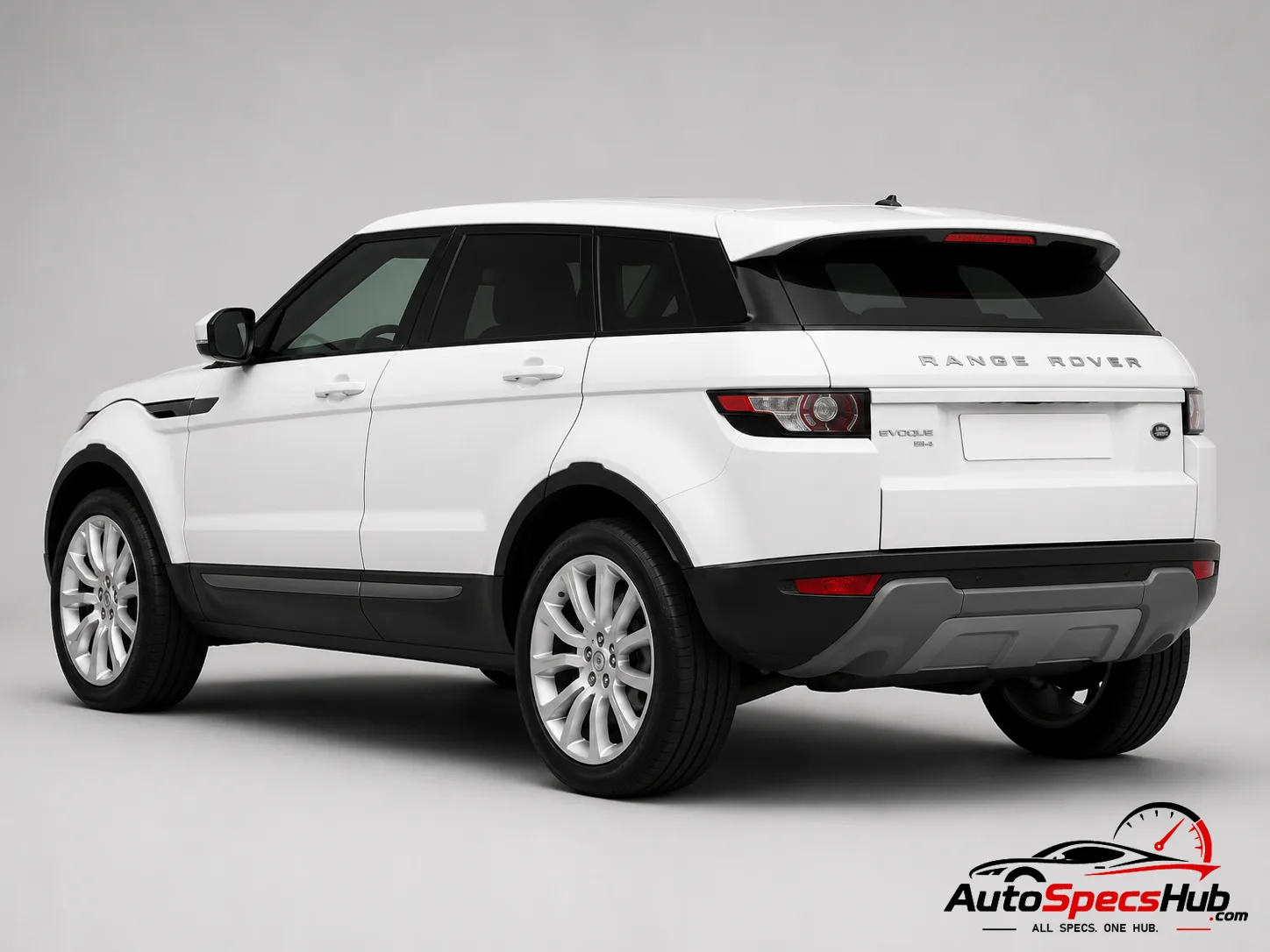 2011 Land Rover Range Rover Evoque 2.0 Si4 rear three-quarter view in Fuji White