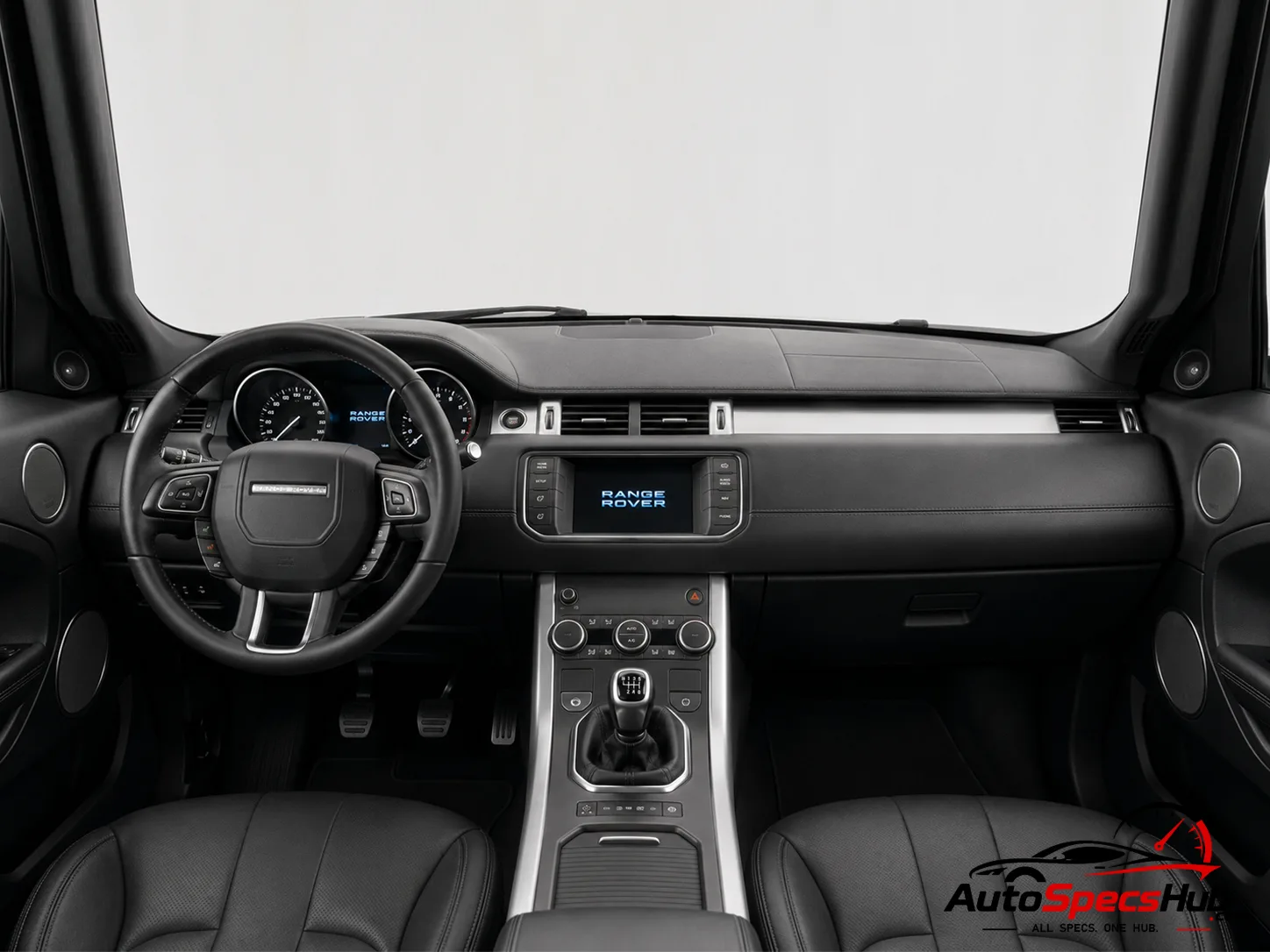 2011 Land Rover Range Rover Evoque Coupé 2.2 eD4 interior dashboard and front cabin with black leather seats