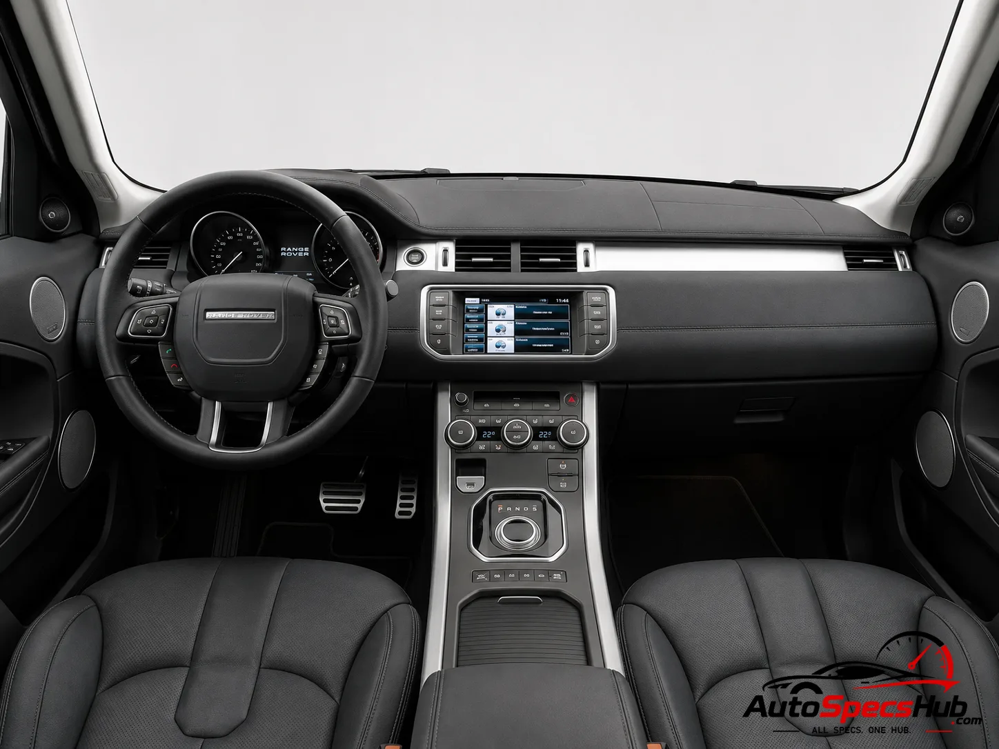 2011 Land Rover Range Rover Evoque Coupé 2.2 SD4 interior dashboard and front cabin with black leather seats