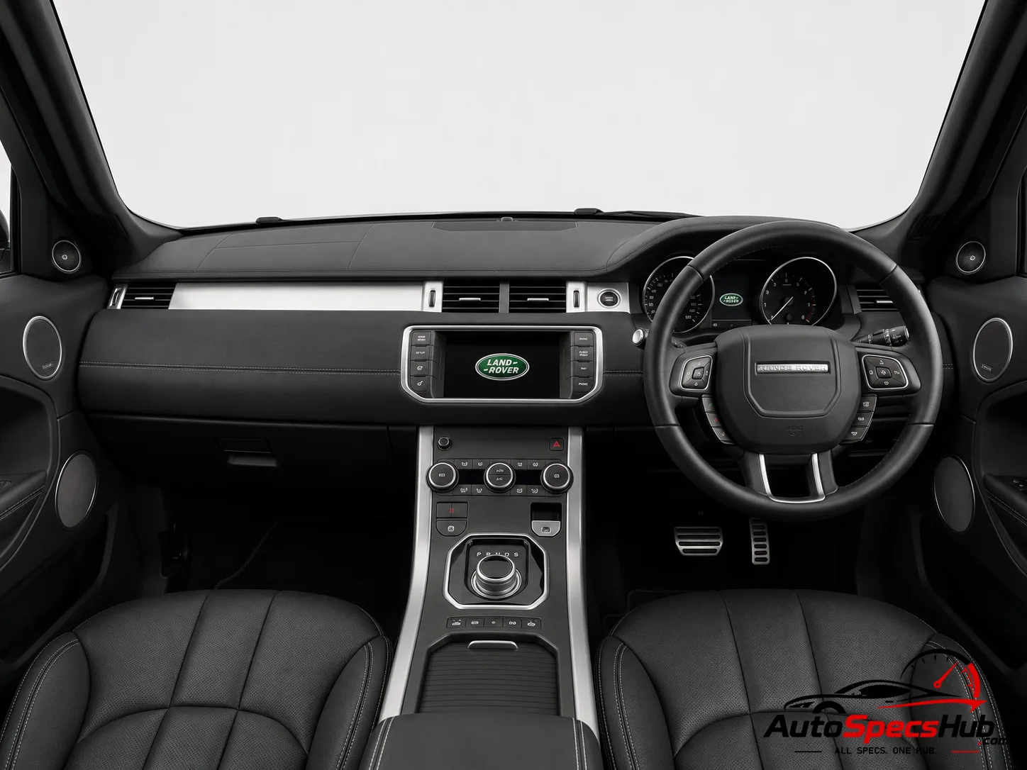 2011 Land Rover Range Rover Evoque Coupé 2.0 Si4 interior dashboard and front cabin with black leather seats