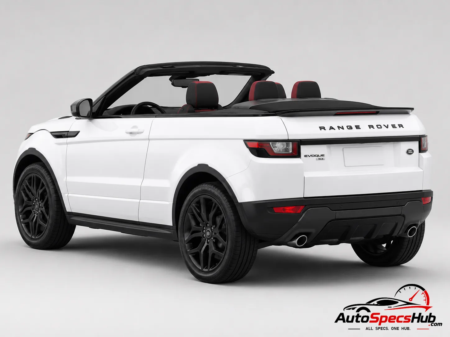 2016 Land Rover Range Rover Evoque Cabriolet Si4 rear three-quarter view in Fuji White