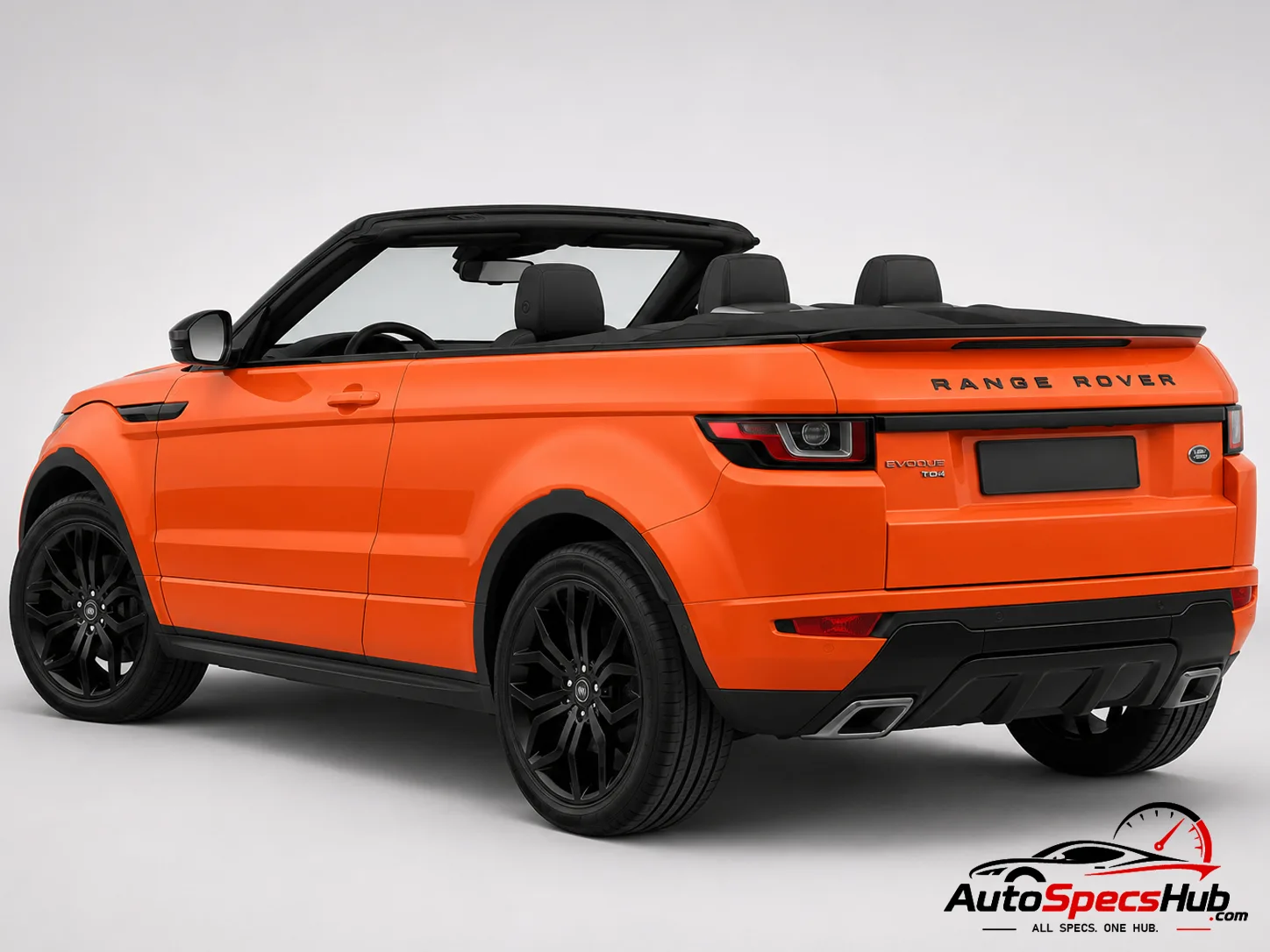 2016 Land Rover Range Rover Evoque Cabriolet TD4 rear three-quarter view in Phoenix Orange