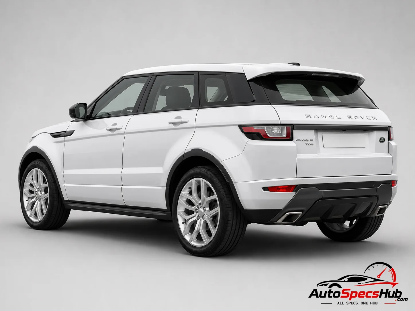 2015 Land Rover Range Rover Evoque TD4 E-Capability rear three-quarter view in Fuji White