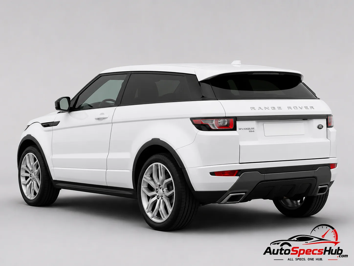 2015 Land Rover Range Rover Evoque Coupé Si4 rear three-quarter view in Fuji White