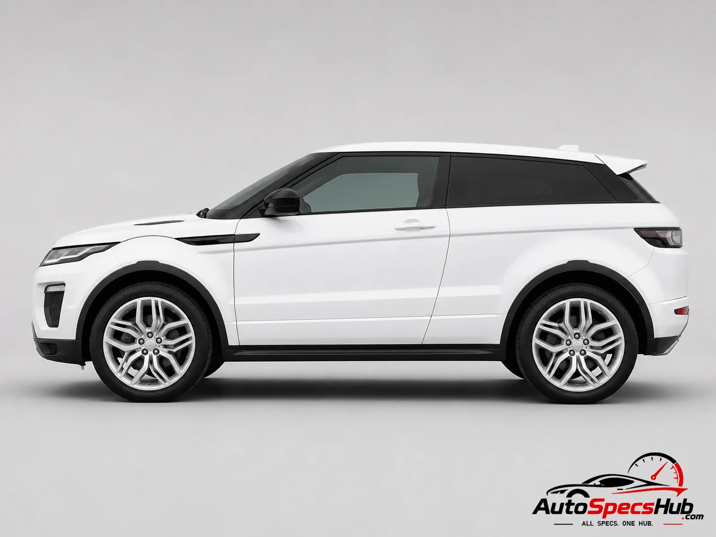 2015 Land Rover Range Rover Evoque Coupé Si4 side profile in Fuji White