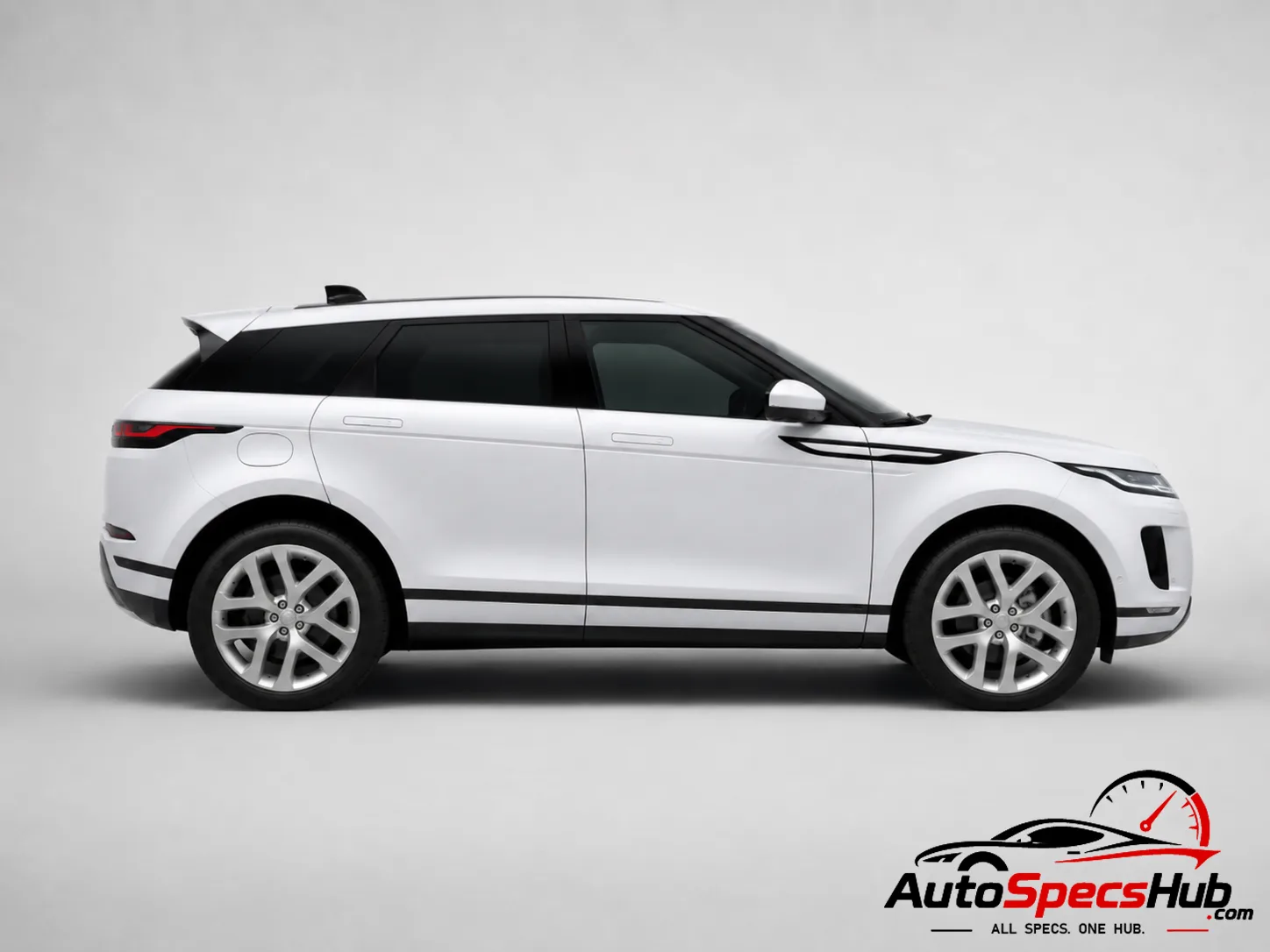 2019 Land Rover Range Rover Evoque D150 MHEV side profile in Fuji White