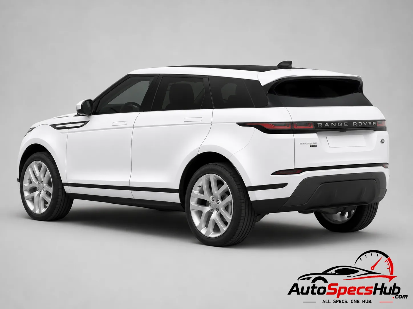 2019 Land Rover Range Rover Evoque D150 2WD rear three-quarter view in Fuji White