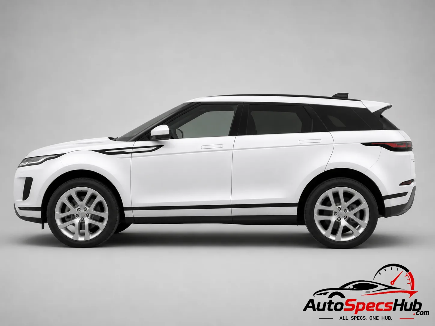 2019 Land Rover Range Rover Evoque D150 2WD side profile in Fuji White