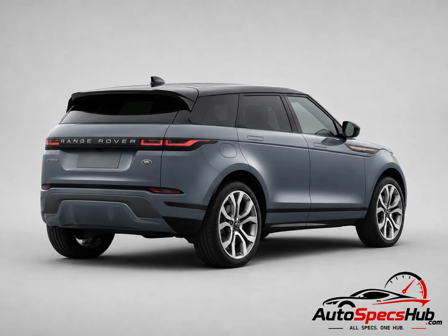 2019 Land Rover Range Rover Evoque P200 MHEV rear three-quarter view in Byron Blue
