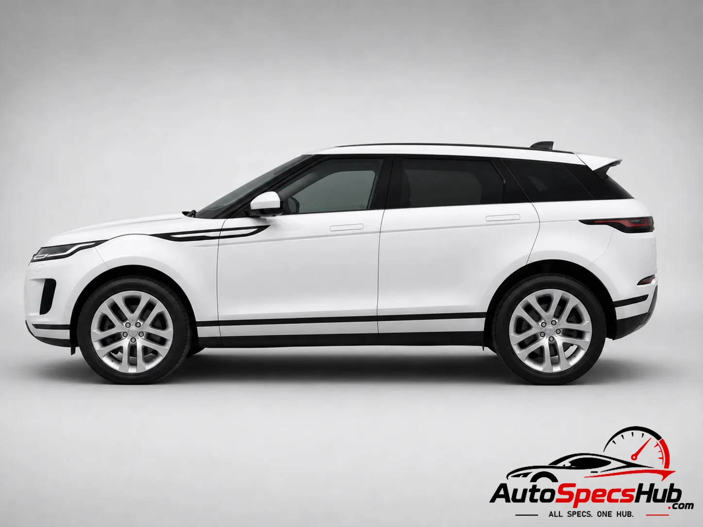 2019 Land Rover Range Rover Evoque D240 MHEV side profile in Fuji White