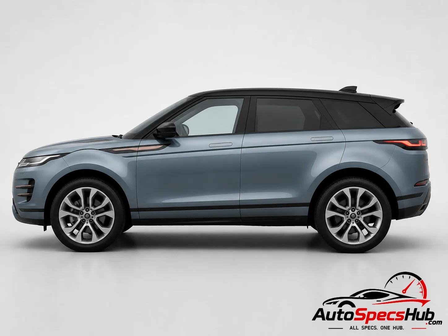 2019 Land Rover Range Rover Evoque P250 MHEV side profile in Byron Blue