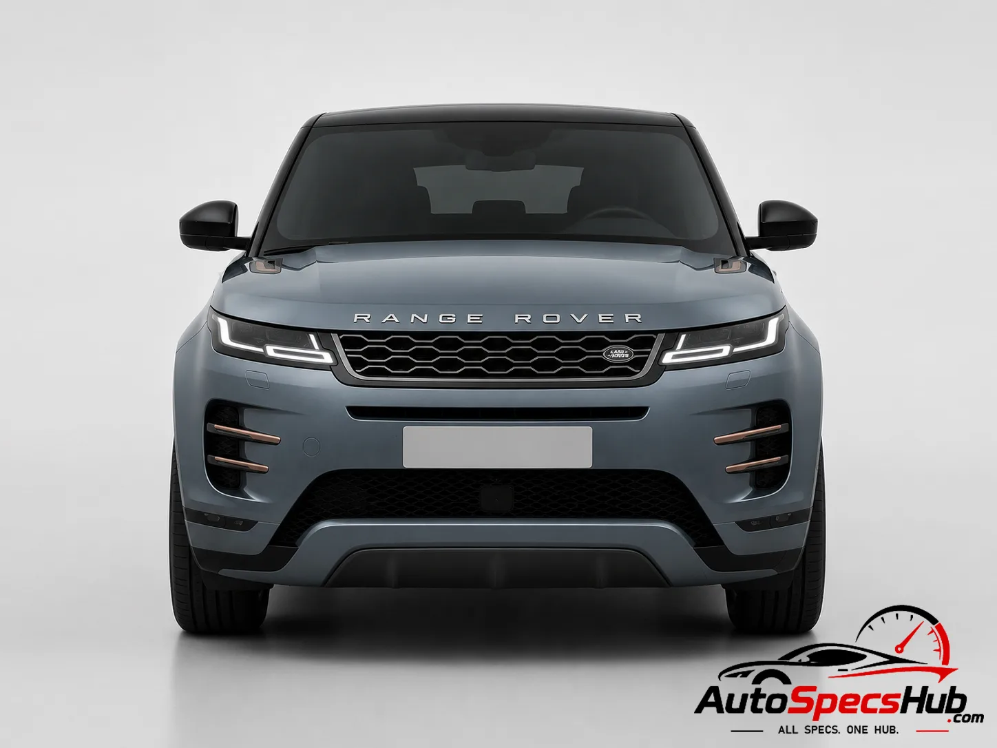 2019 Land Rover Range Rover Evoque P250 MHEV front view in Byron Blue