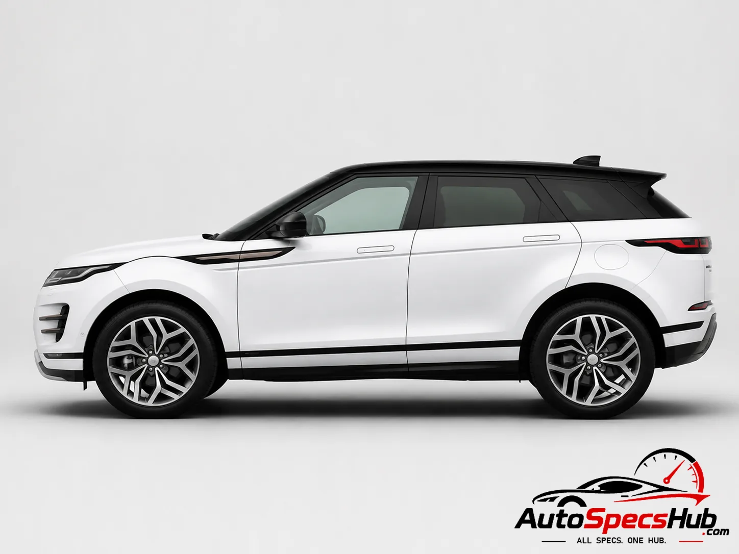 2020 Land Rover Range Rover Evoque P300e PHEV side profile in Fuji White