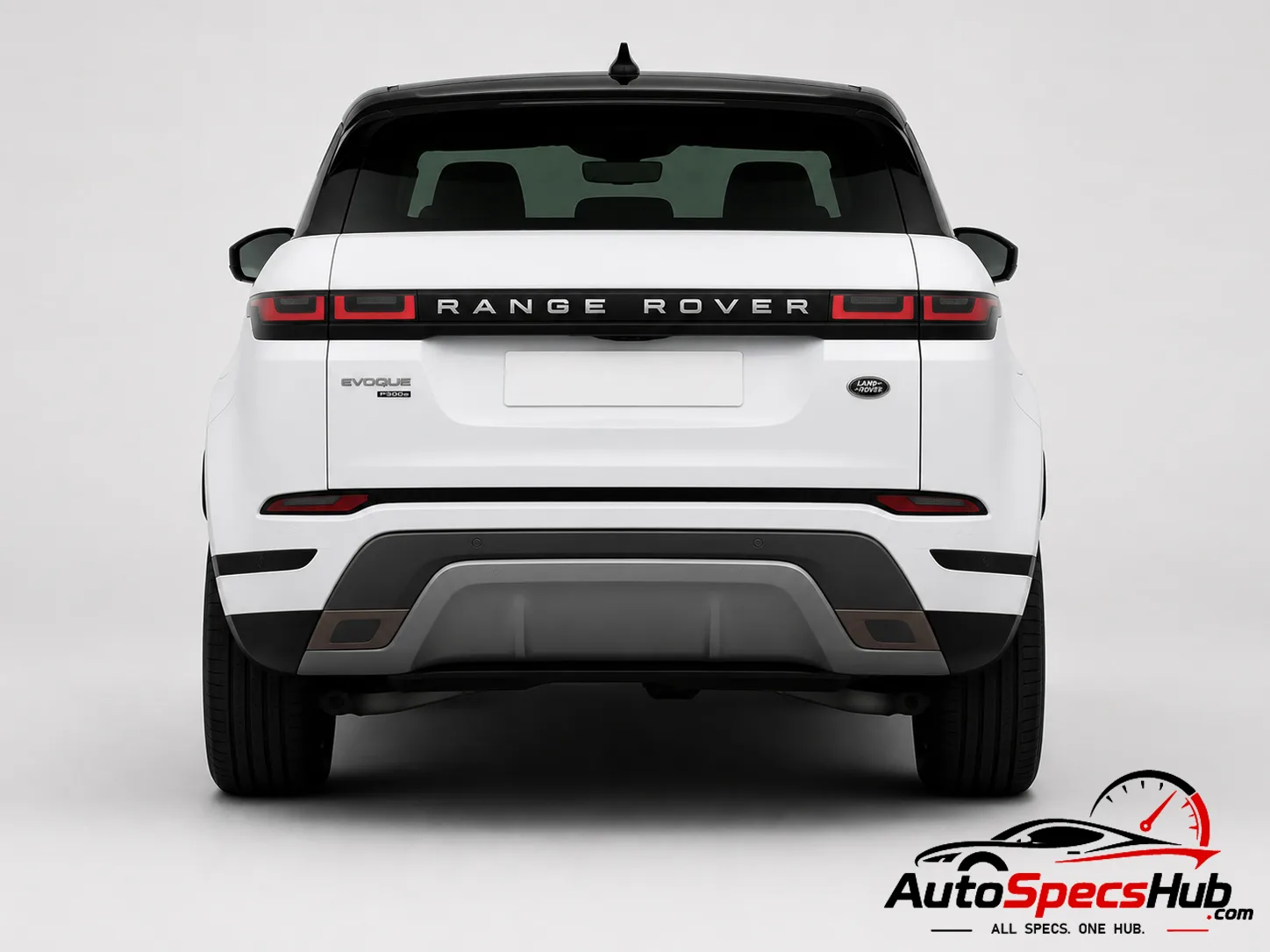 2020 Land Rover Range Rover Evoque P300e PHEV rear view in Fuji White