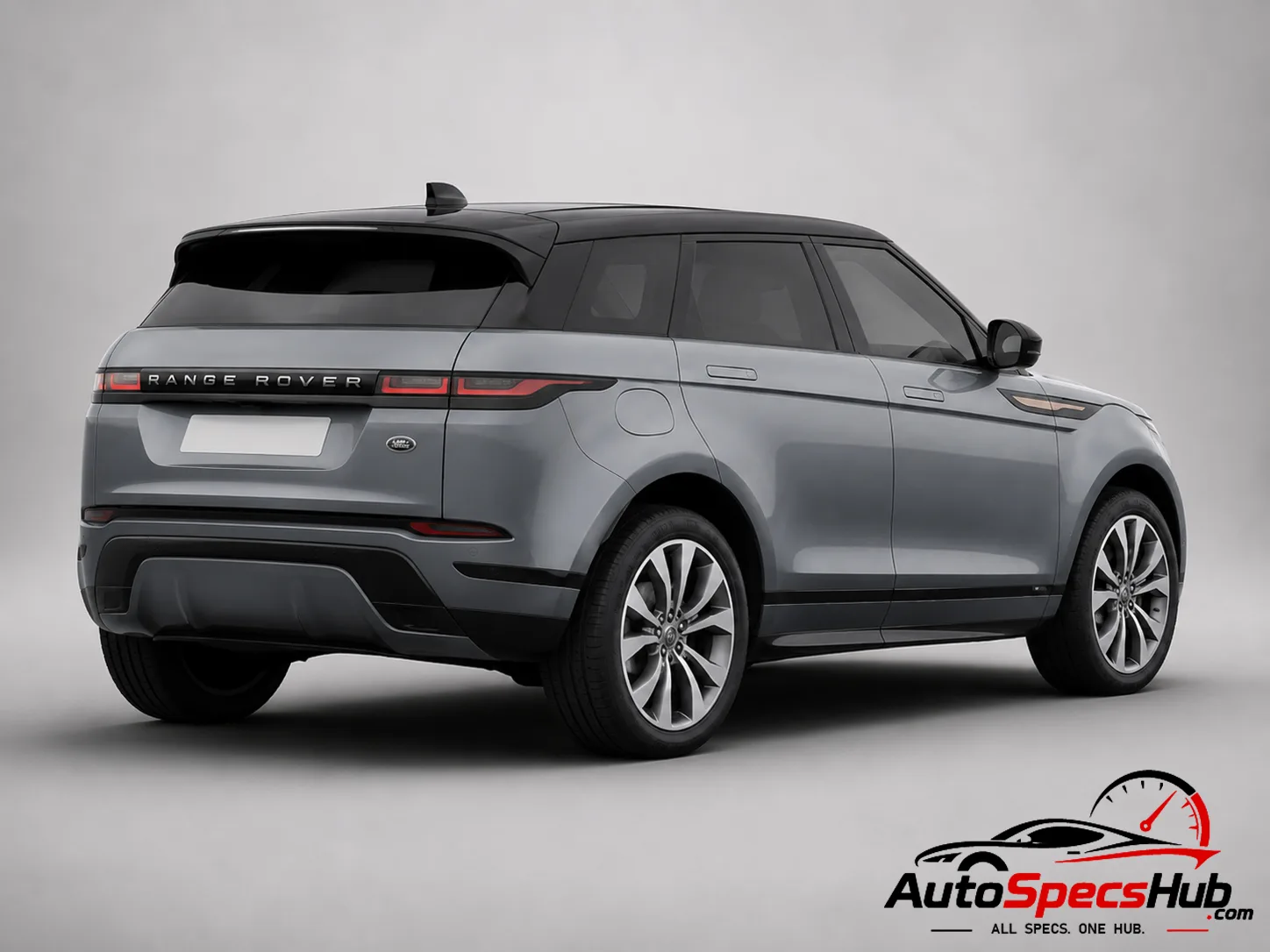 2019 Land Rover Range Rover Evoque P300 MHEV rear three-quarter view in Byron Blue