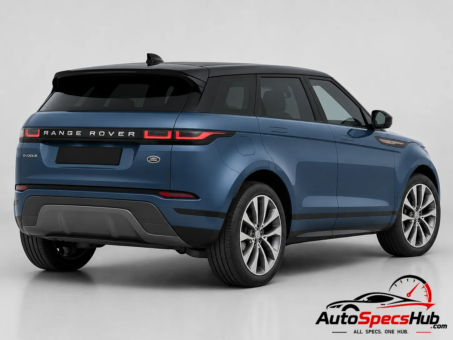 2023 Land Rover Range Rover Evoque D165 2WD rear three-quarter view in Blue