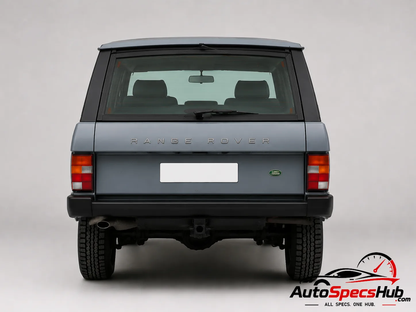 1970 Land Rover Range Rover Vogue rear view in Blue Gray