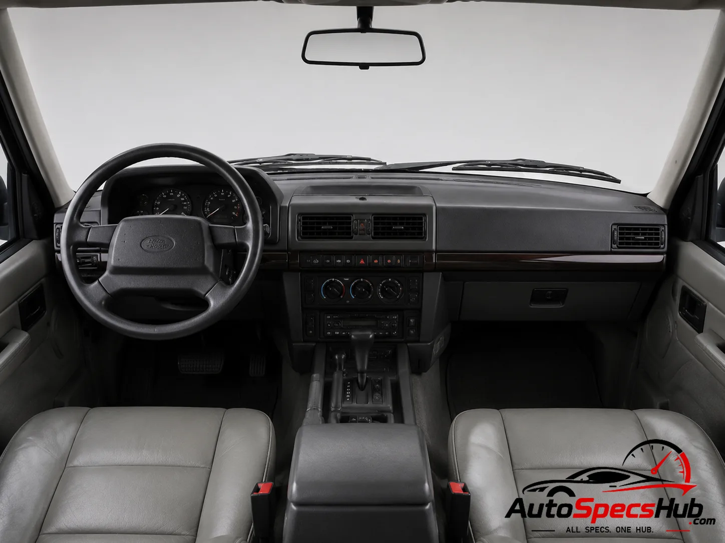 1994 Land Rover Range Rover 4.0 V8 interior dashboard and front cabin with gray leather seats