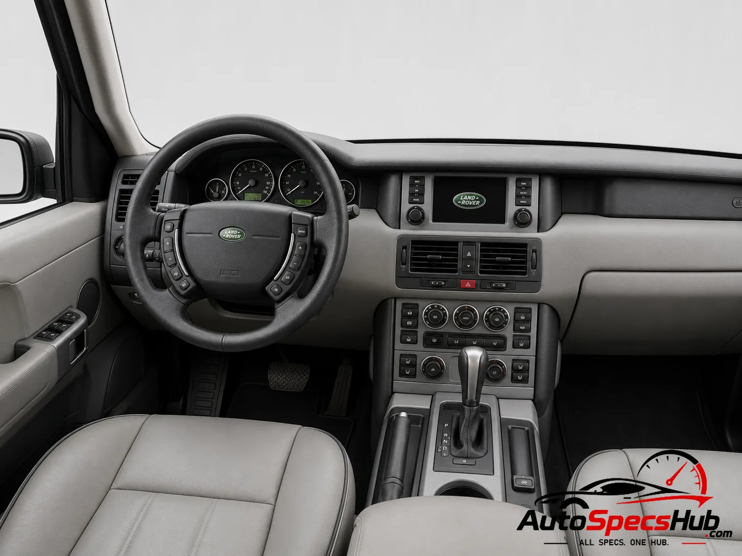 2002 Land Rover Range Rover 4.4 interior dashboard and front cabin with beige leather seats