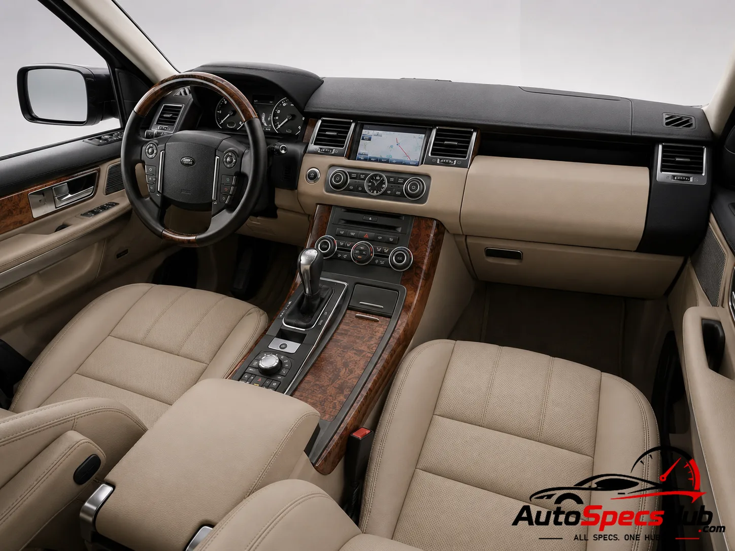 2010 Land Rover Range Rover 4.4 TDV8 HSE interior dashboard and front cabin with beige leather seats