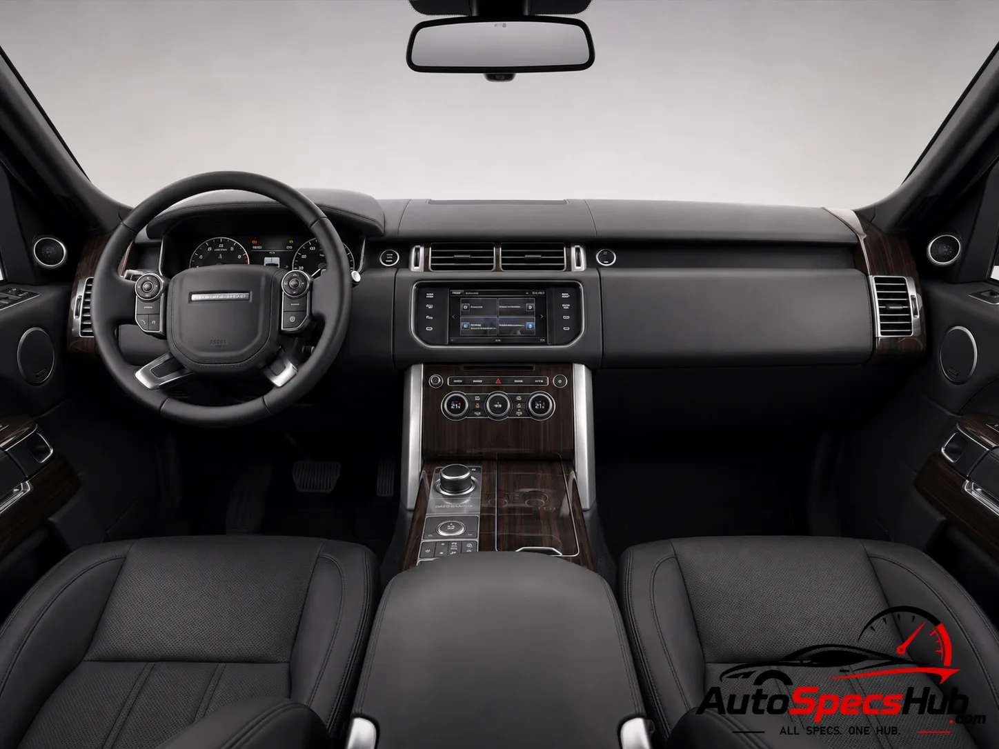2013 Land Rover Range Rover 4.4 SDV8 LWB interior dashboard and front cabin with black leather seats