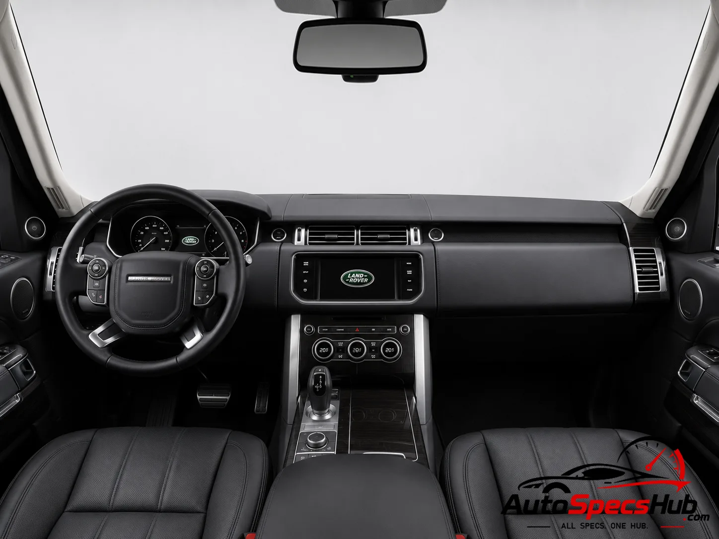 2013 Land Rover Range Rover 5.0 V8 SC LWB interior dashboard and front cabin with black leather seats